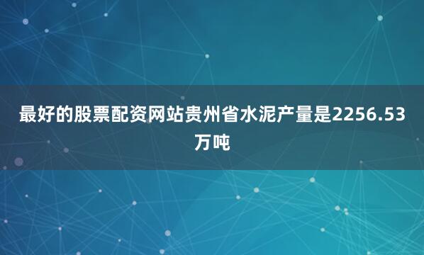 最好的股票配资网站贵州省水泥产量是2256.53万吨